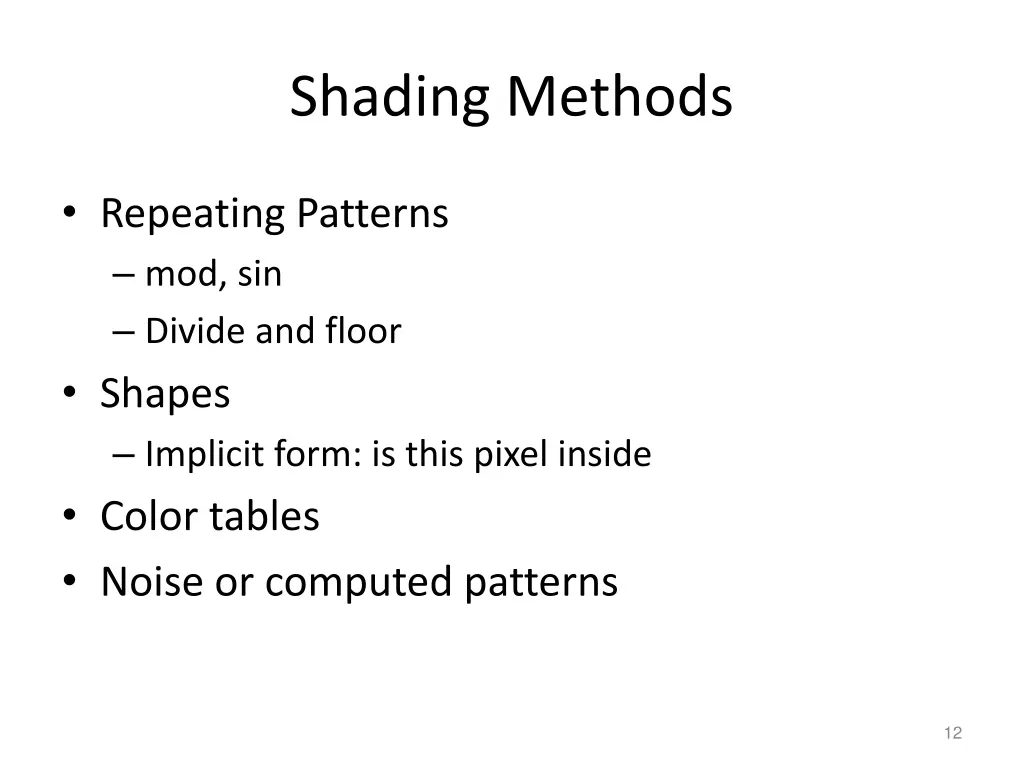 shading methods