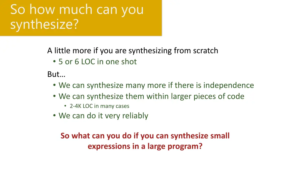 so how much can you synthesize