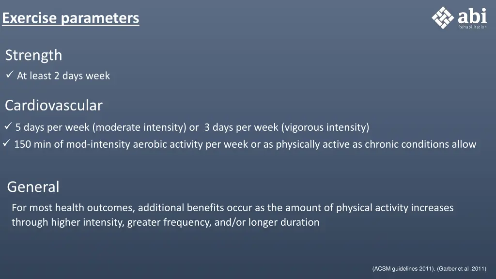 exercise parameters