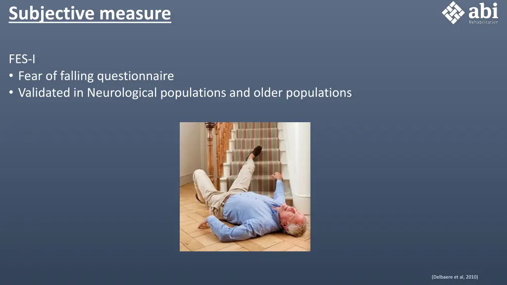 subjective measure fes i fear of falling
