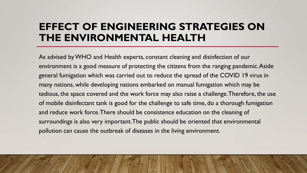 effect of engineering strategies