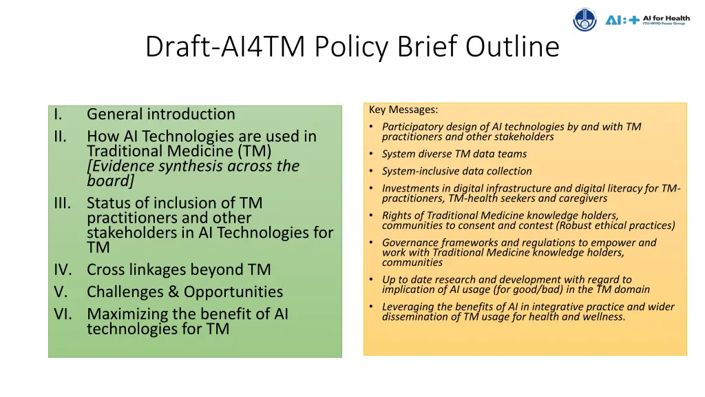 draft ai4tm policy brief outline