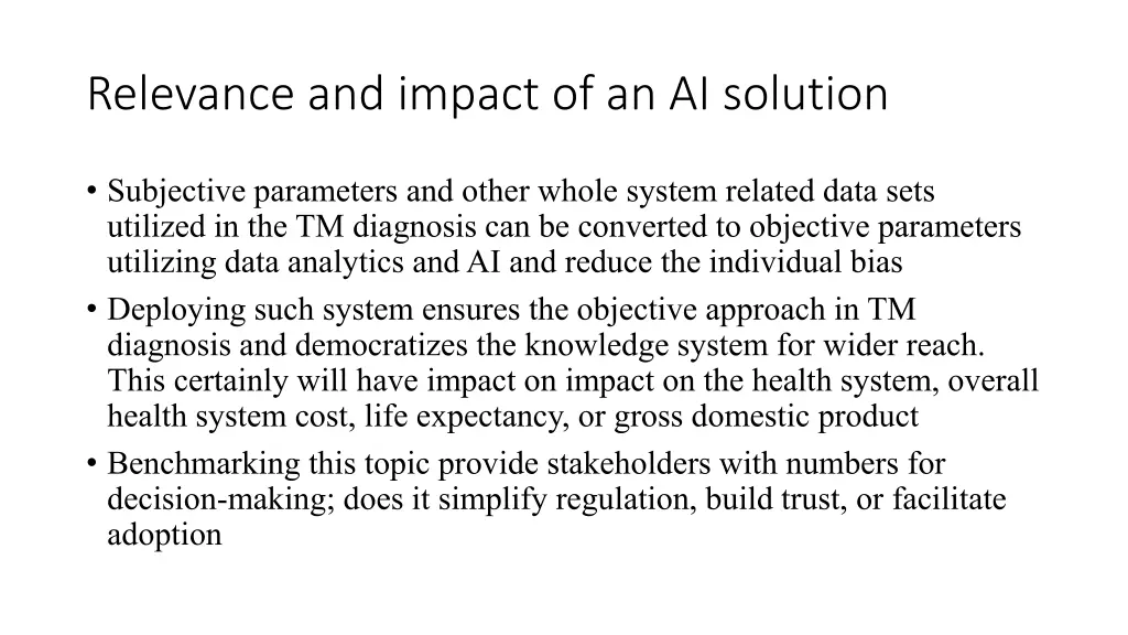 relevance and impact of an ai solution