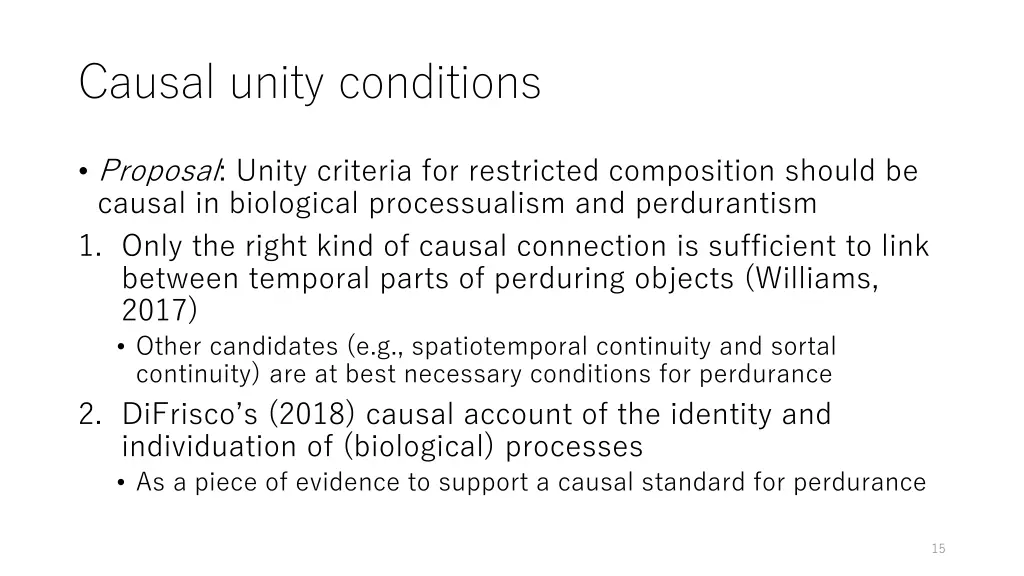 causal unity conditions