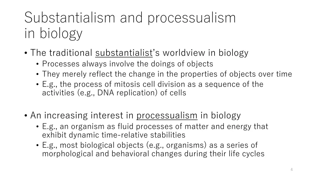 substantialism and processualism in biology