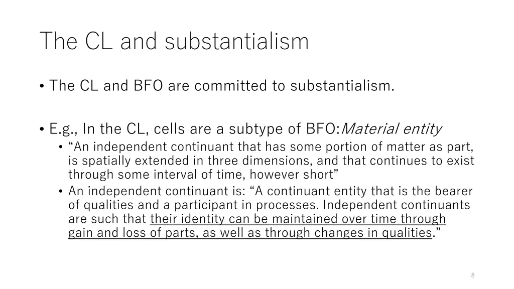 the cl and substantialism