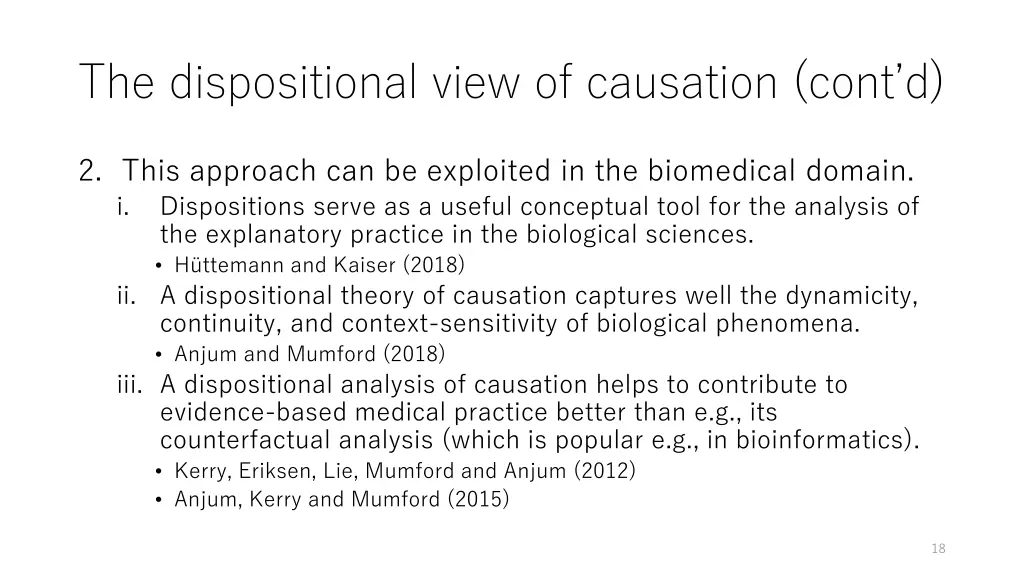 the dispositional view of causation cont d