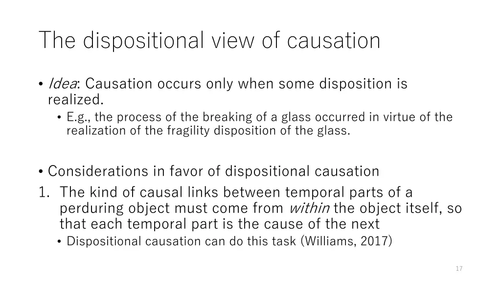 the dispositional view of causation
