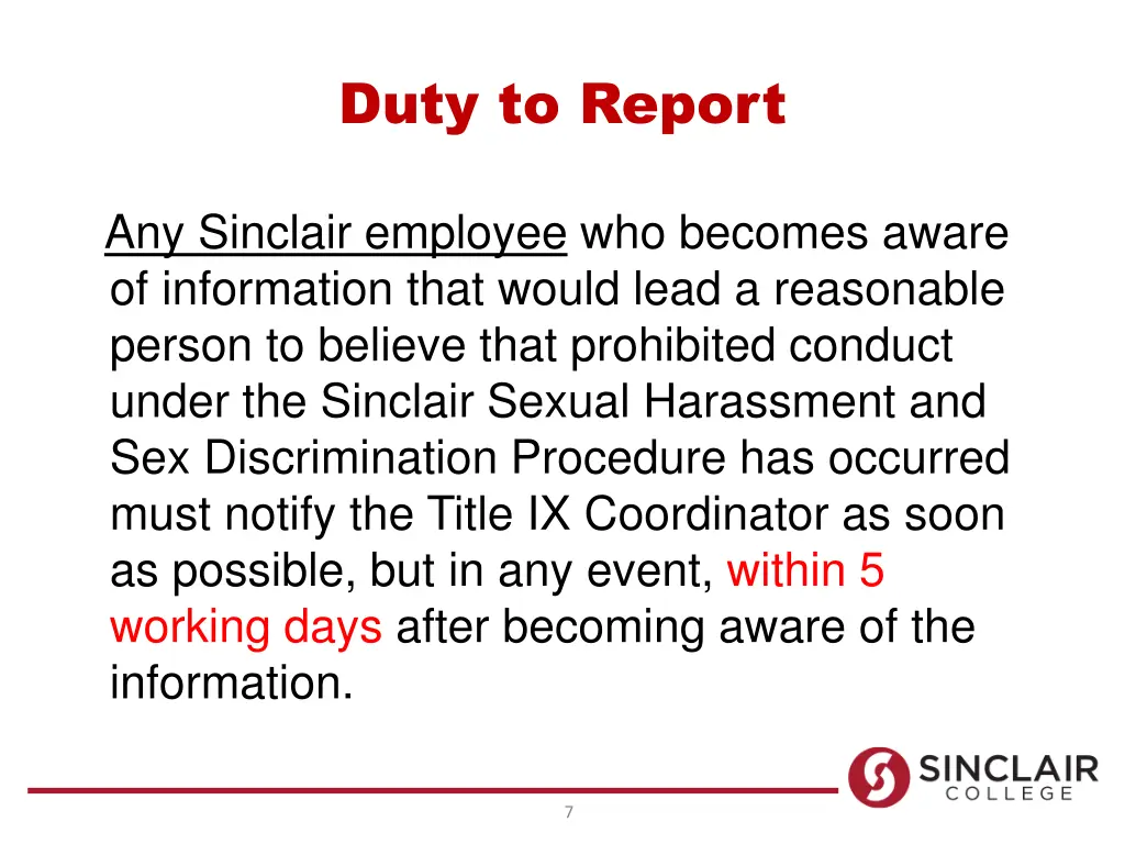 duty to report