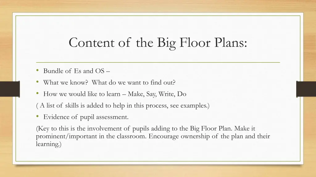 content of the big floor plans