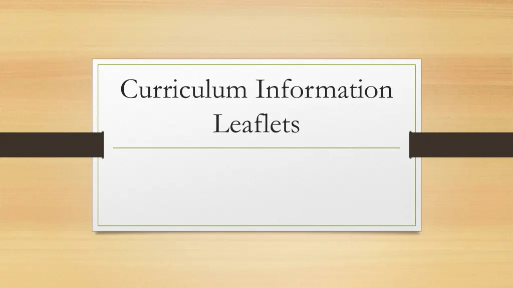 curriculum information leaflets