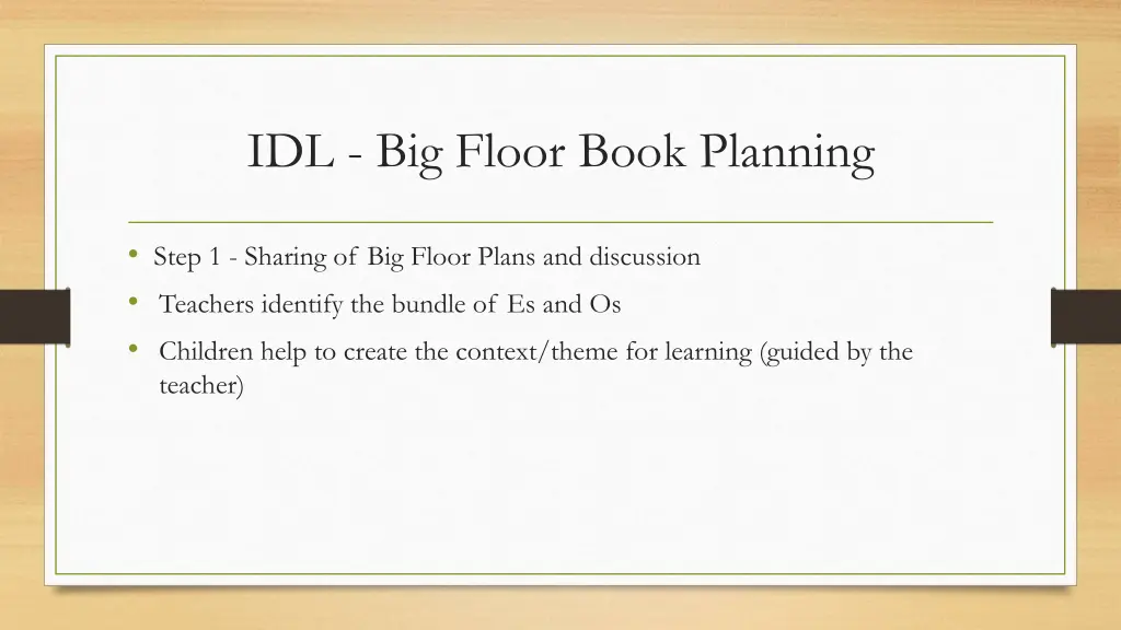 idl big floor book planning