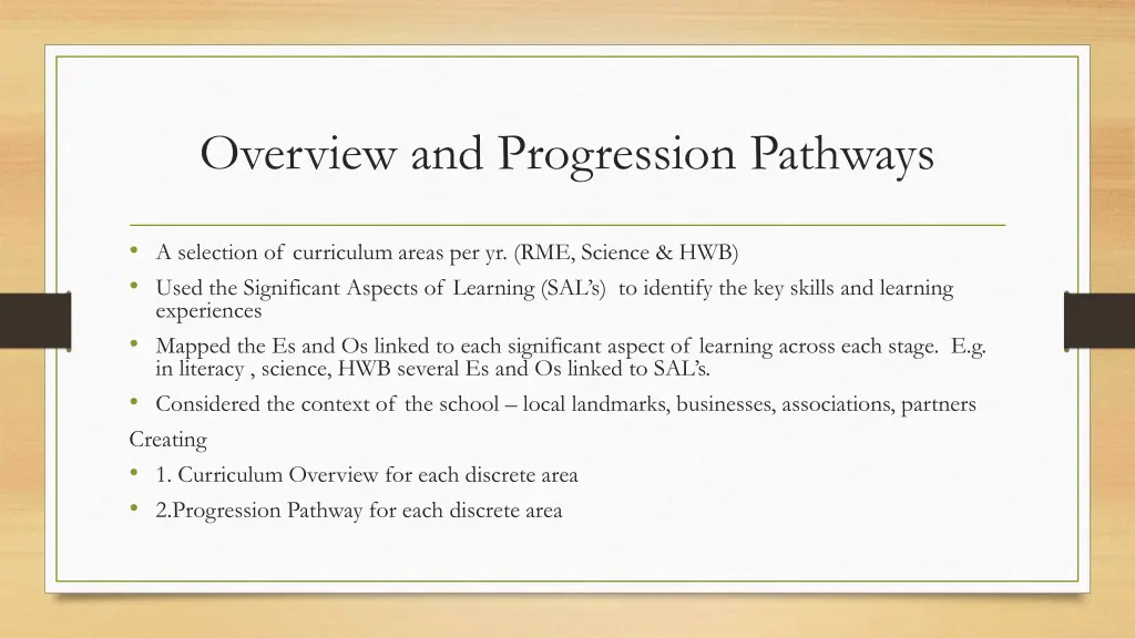 overview and progression pathways