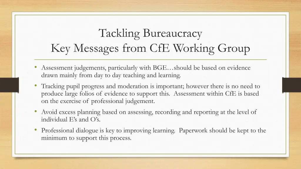 tackling bureaucracy key messages from