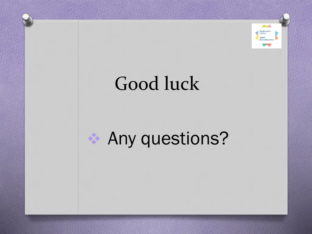 good luck