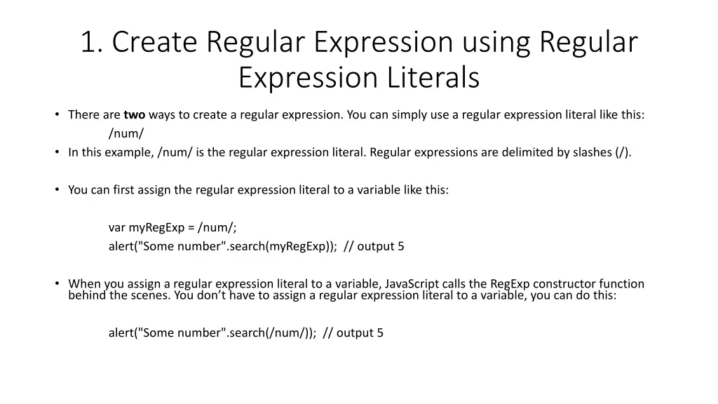 1 create regular expression using regular