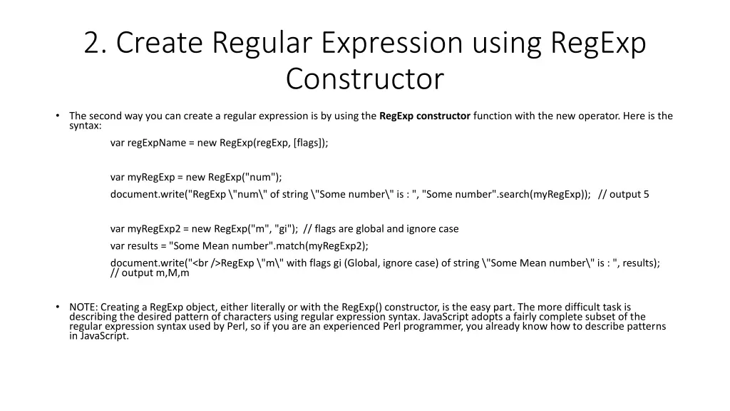 2 create regular expression using regexp