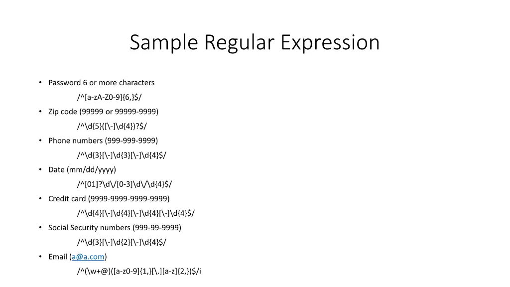 sample regular expression