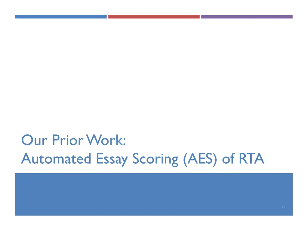 our prior work automated essay scoring aes of rta