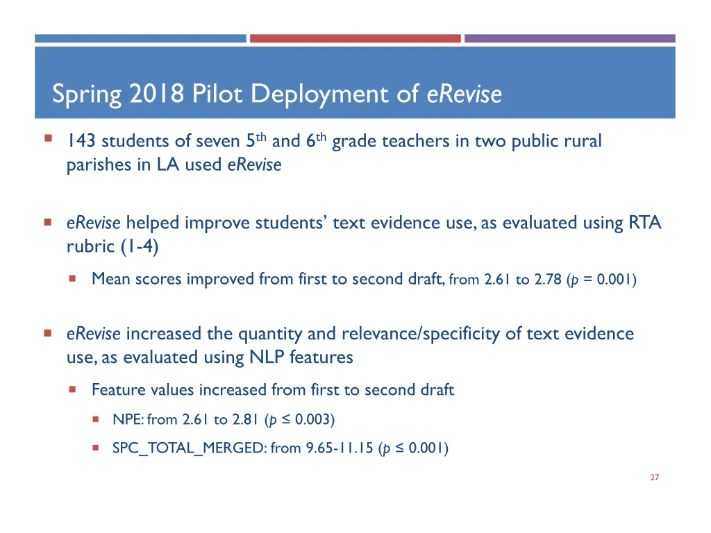 spring 2018 pilot deployment of erevise