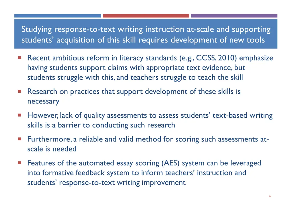 studying response to text writing instruction