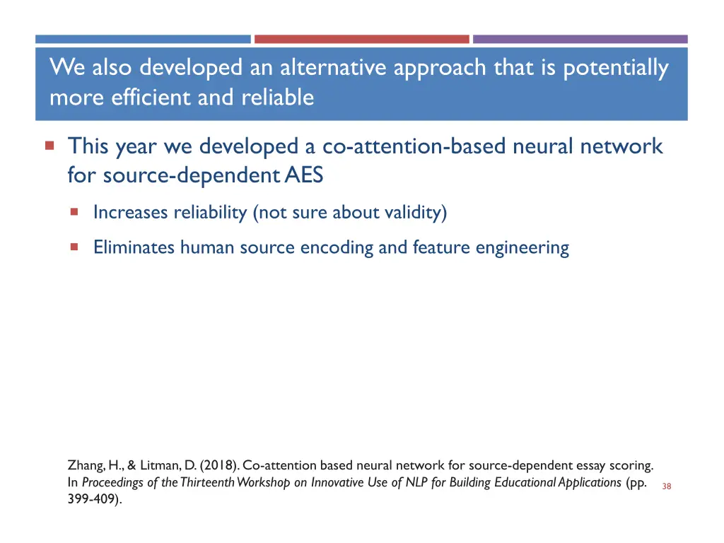 we also developed an alternative approach that