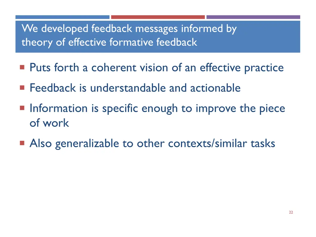 we developed feedback messages informed by theory