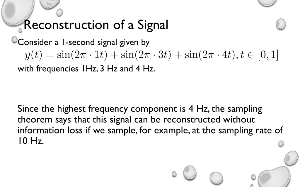reconstruction of a signal consider a 1 second