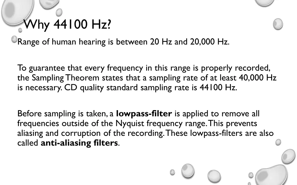 why 44100 hz range of human hearing is between