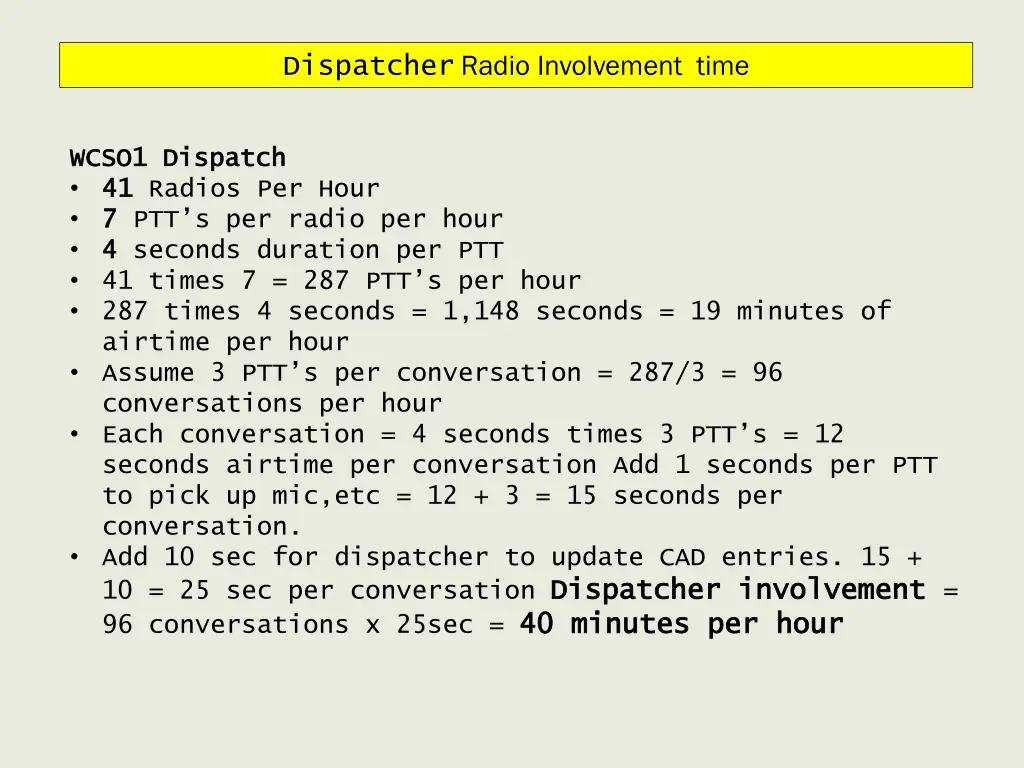 dispatcher radio involvement time