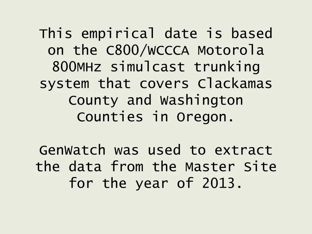 this empirical date is based on the c800 wccca