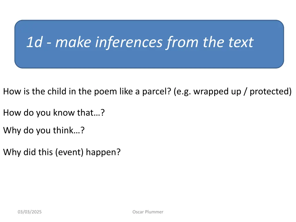 1d make inferences from the text