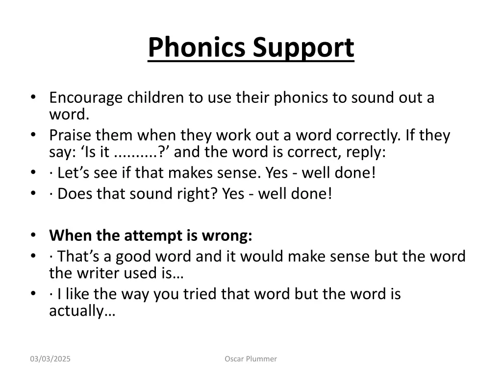phonics support