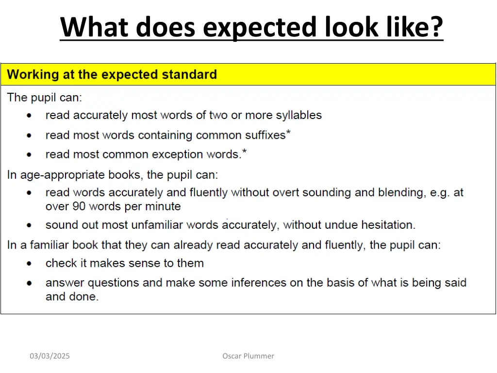 what does expected look like
