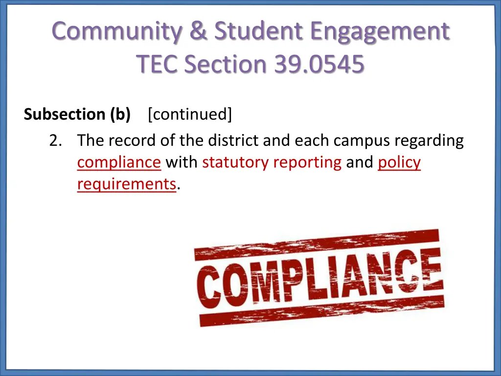 community student engagement tec section 39 0545 4