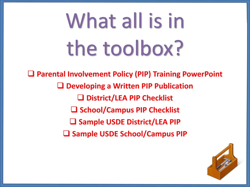 what all is in the toolbox