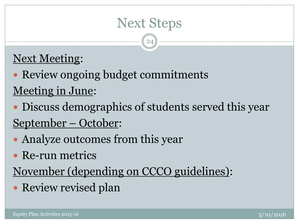 next steps