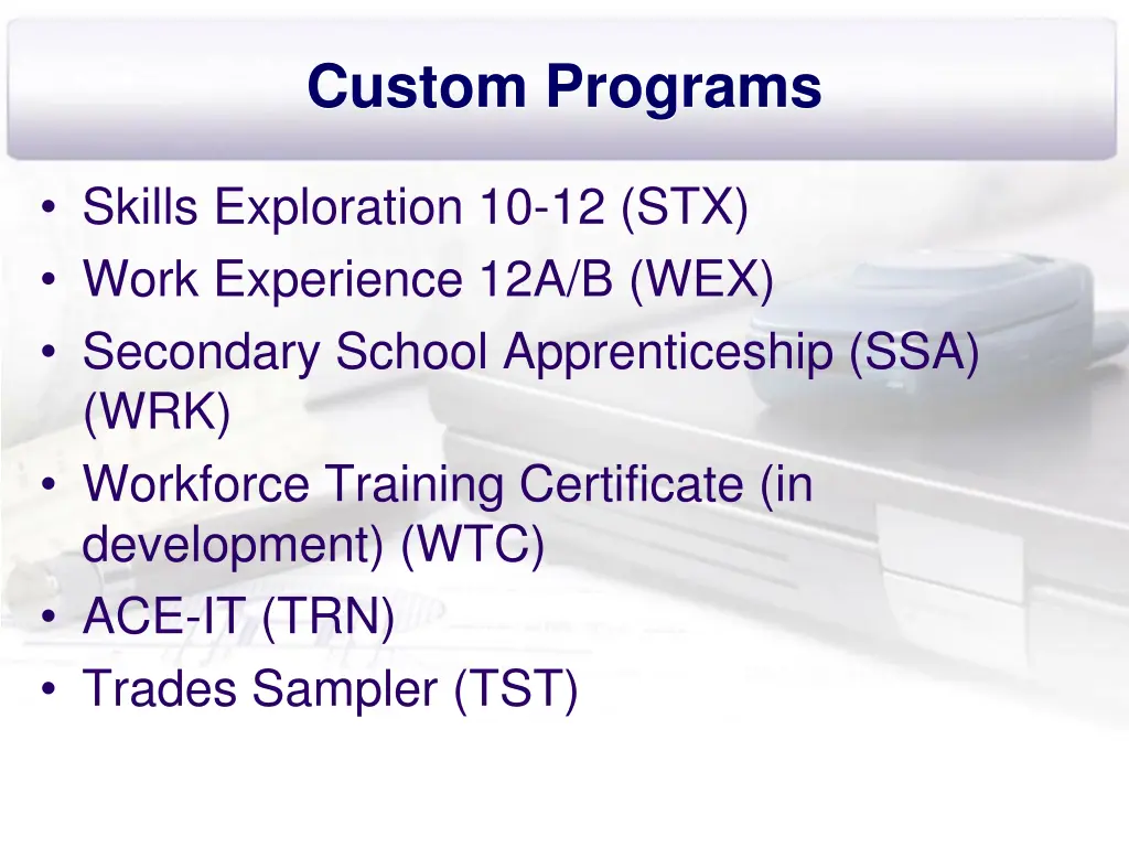 custom programs
