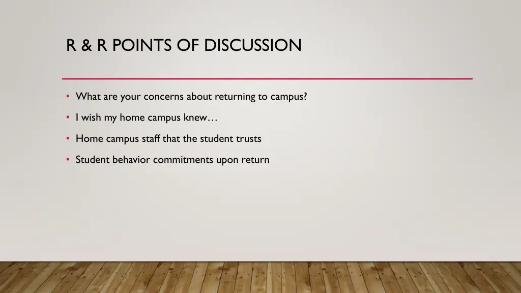 r r points of discussion
