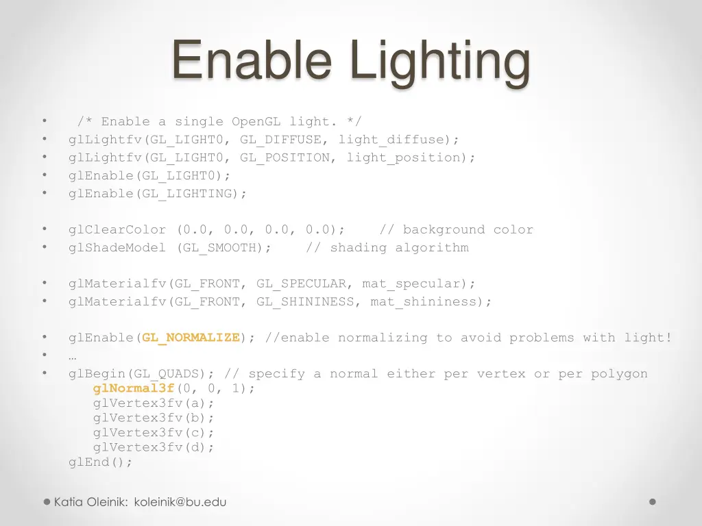 enable lighting