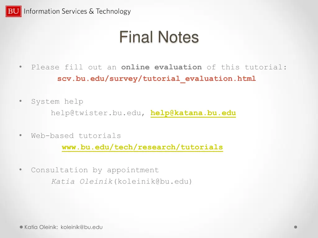 final notes
