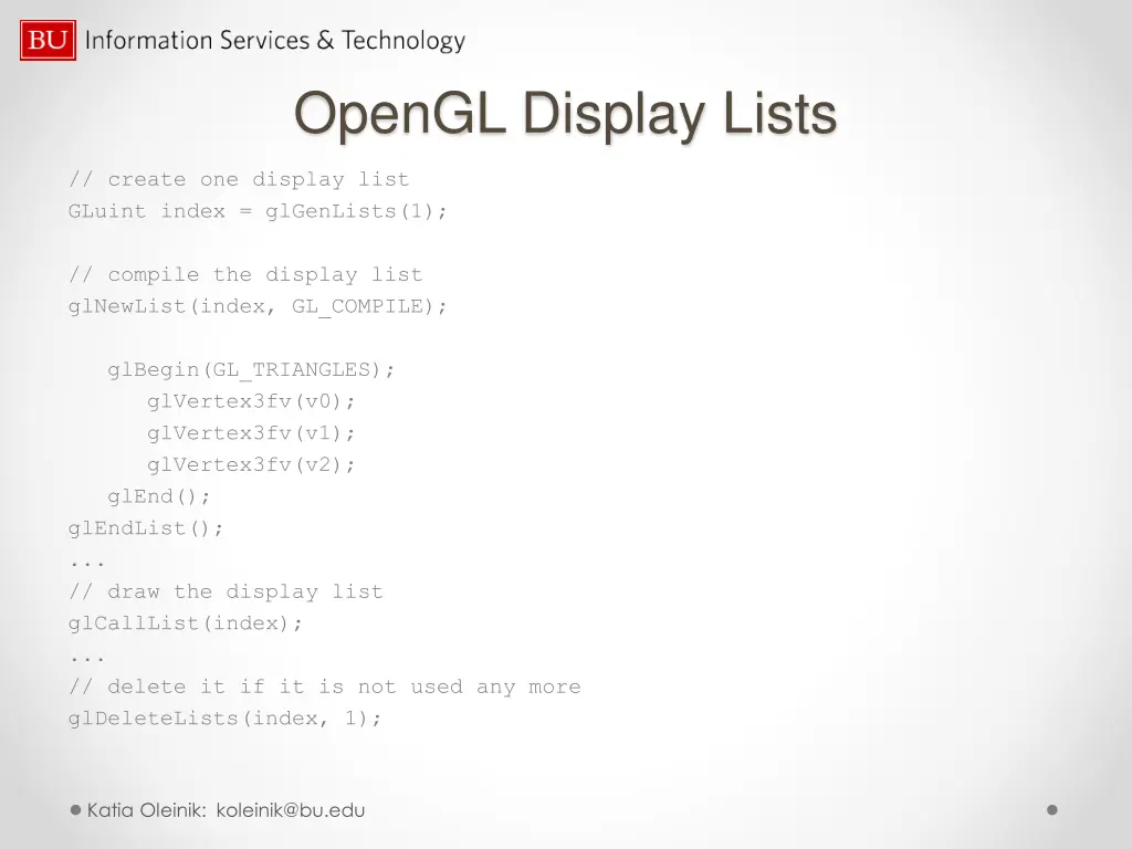 opengl display lists