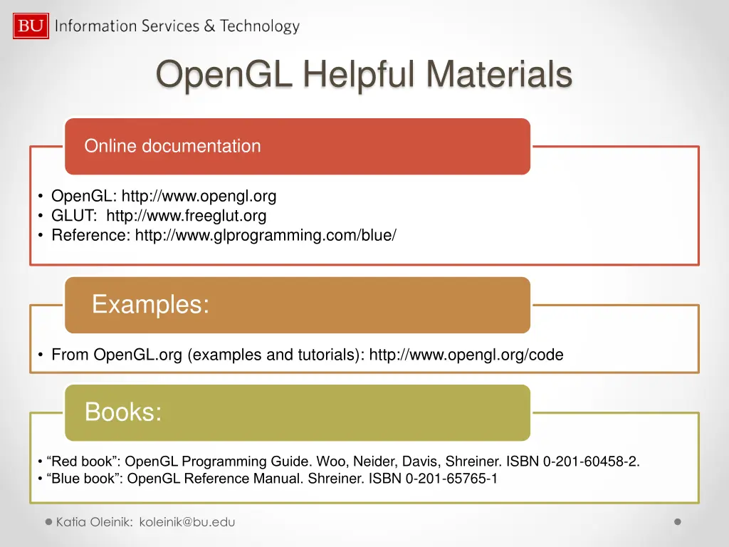 opengl helpful materials
