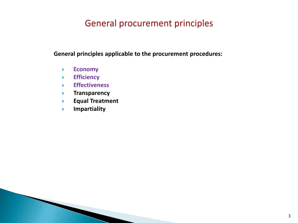general principles applicable to the procurement