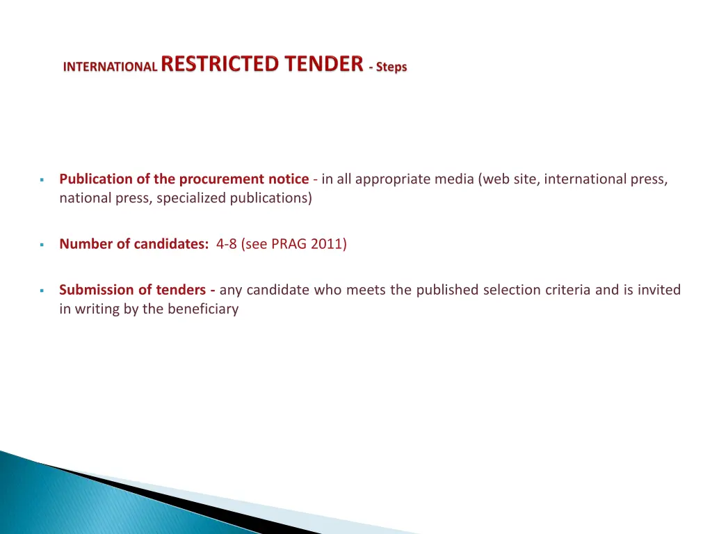 publication of the procurement notice 1