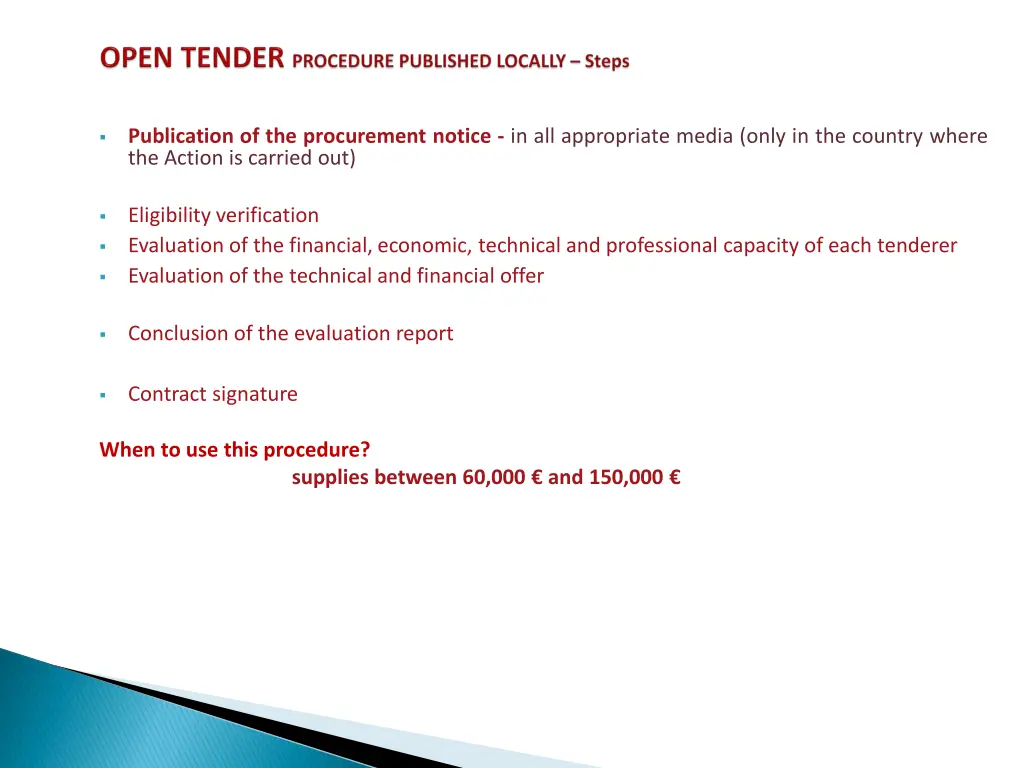 publication of the procurement notice 2
