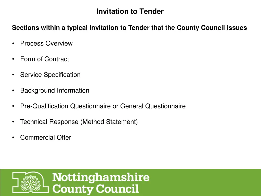 invitation to tender