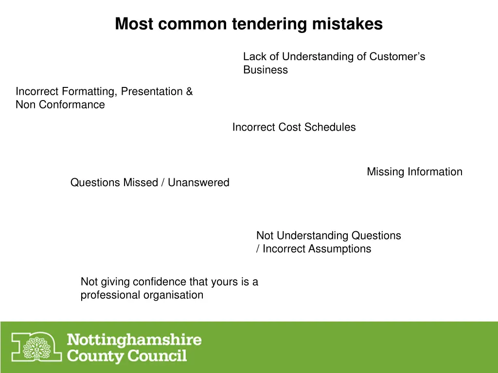 most common tendering mistakes