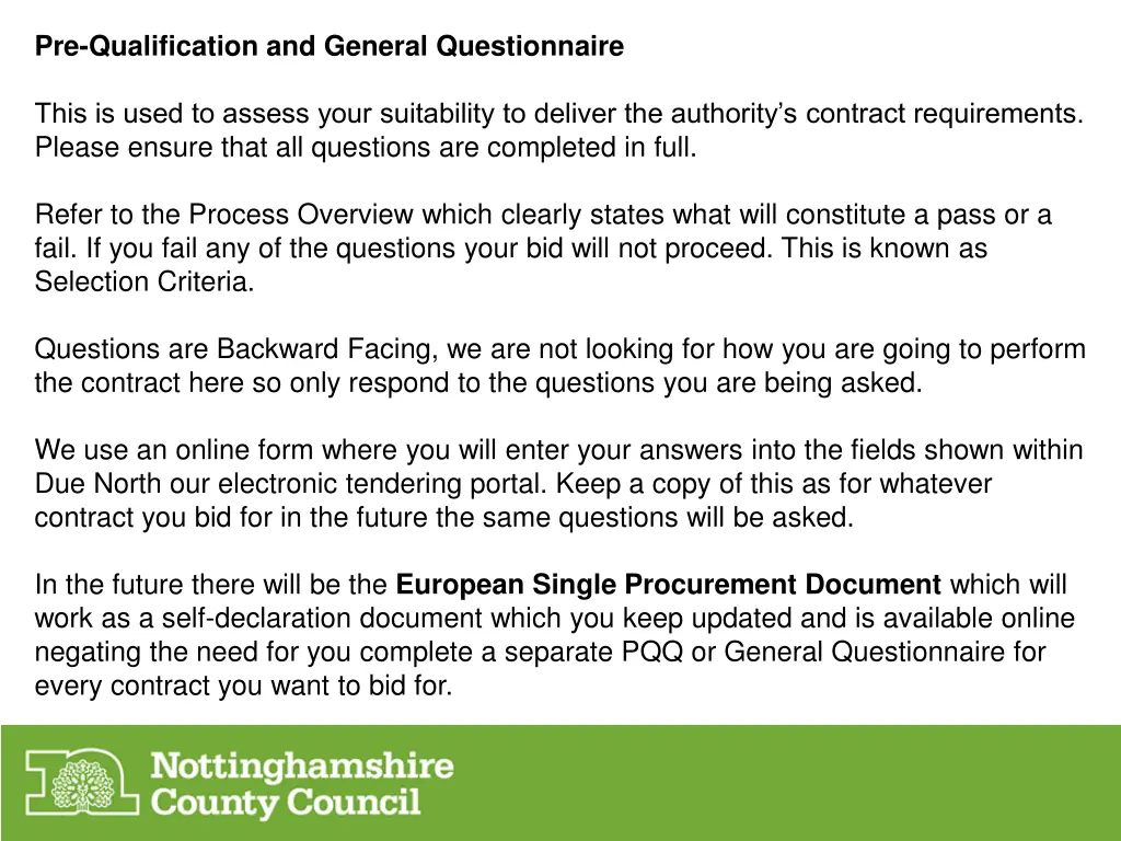 pre qualification and general questionnaire 1