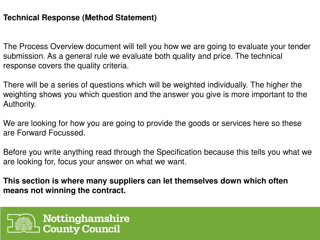 technical response method statement